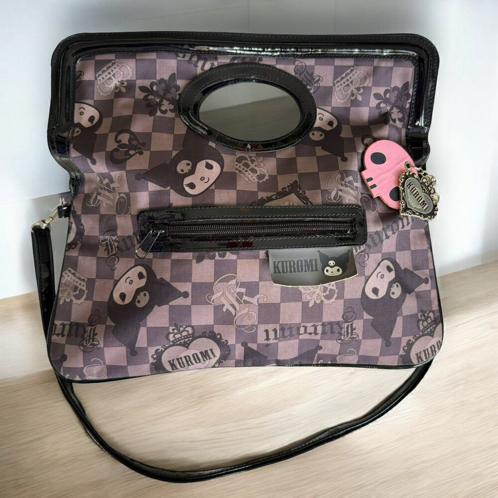 2008 Sanrio Kuromi Checker Clutch Purse Bag Detachable Strap Rare LEGENDARY - Picture 2 of 16
